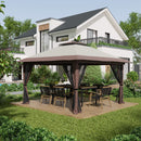 Gazebo Pieghevole 4x4 m ad Altezza Regolabile con Zanzariera e Borsa in Metallo e Tessuto Oxford Beige      