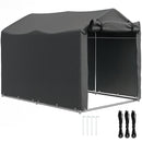Tenda Garage con Ingresso Avvolgibile 220x157x165 cm con Corde e Picchetti in Metallo Zincato e P Grigio Scuro  