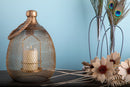 Lampada Lanterna Decorativa 29,5 cm in Metallo e Vetro Oro