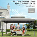 Tetto per Gazebo 3x4 m a 2 Livelli con 8 Fori di Drenaggio in Poliestere Grigio Chiaro      