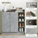 Scarpiera Moderna 83x30x90 cm con 4 Ripiani Aperti e Armadietto per 12 Paia in Legno Grigio Cemento      
