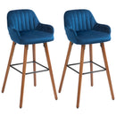 Set 2 Sgabelli da Bar con Schienale in Velluto Blu Scuro  