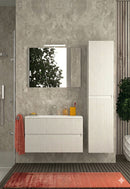 Mobile da Bagno Sospeso con Lavabo 70 cm e Specchio Urano Light Bianco Frassinato      
