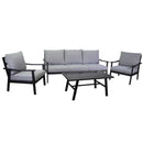 Set Salotto da Giardino Divano 2 Poltrone e Tavolino in Alluminio Shelton Antracite