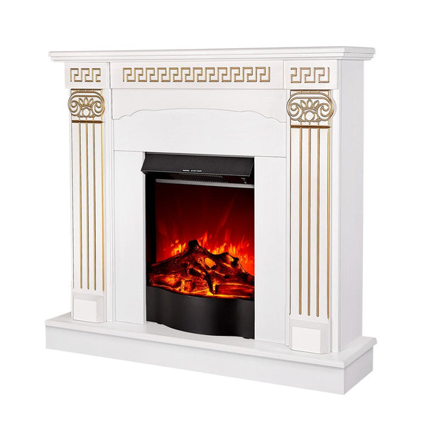Camino Elettrico da Pavimento 102x110x30 cm Effetto Fiamma 1600W Calisto & Corsica Bianco sconto