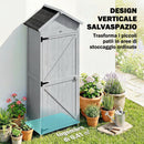 Armadio da Esterno 77x52,5x178 cm Armadio con Banco Lavoro Ribaltabile in Legno Grigio      