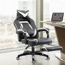 Sedia da Gaming con Rotelle in Similpelle Bianco e Nero 