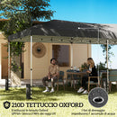 Gazebo Pieghevole 590x297x285 cm Pop Up con 6 Pareti Laterali Sacchi di Sabbia e Borsa  in Tessuto UV50+ Grigio Scuro      