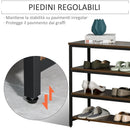 Scaffale 4 Ripiani 100x30x72 cm in Metallo e Legno  Marrone Rustico
