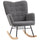 Poltrona a Dondolo 71x98x101 cm Imbottita in Legno e Acciaio Grigio Scuro