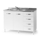 Mobile Sottolavello con cassettiera 120 cm bianco frassinato destro