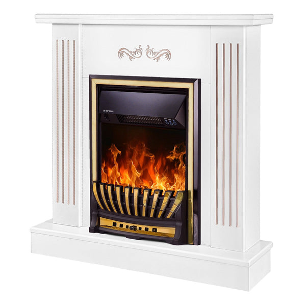online Camino Elettrico da Pavimento 90,5x94x26,5 cm Effetto Fiamma 2000W Smile & Meridian Bianco