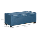 Panca Fondo Letto 120x50x44 cm con Vano Contenitore in Tessuto Blu