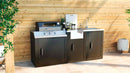 Mobile Cucina Barbecue a Gas 89x49x120 cm con 3 Fuochi in Acciaio Nero