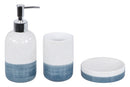 Set 3 Accessori da Bagno in Ceramica Bianco-Blu
