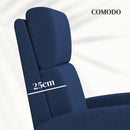 Poltrona Relax 64x86x102 cm Reclinabile Manualmente a 160° con Poggiapiedi in Tessuto Blu      
