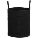 Cesto Portabiancheria Pieghevole con Manici 36L Ø38x45 cm in Cotone Naturale Nero 
