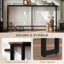 Tavolo Consolle in Stile Industriale 160x20x80 cm con Stazione di Ricarica in Legno e Acciaio Marrone  