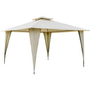 Gazebo da Giardino 3,5x3,5x2,7m in Metallo Doppio Tettuccio Beige