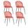 Set 4 Sedie Imbottite 45x55x79 cm in Velluto Rosa Chiaro