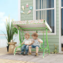 Dondolo per Bambini da Giardino a 2 Posti 112x75x120 cm a 2 Posti con Cinture di Sicurezza Verde   