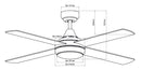 Ventilatore da Soffitto con 4 Pale e LED Ø122 cm 5 Velocità Martec Link Nero