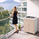 Mobile Cucina con Piano Cottura 2 Fuochi 60x40x85 cm con Piastre in Ghisa Olmo      
