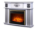 Camino Elettrico da Pavimento 112x142,8x38,5 cm Effetto Fiamma 1500W Roma & Richi Bianco