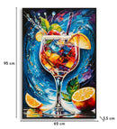 Stampa Decorata su Tela Laccata con Cornice Cocktail 62x3,5x92 cm in Abete e Tela e Plastica      
