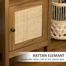 Scrivania da Ufficio 110x48x76 cm in Legno e Rattan Noce