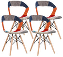 Set 4 Sedie 78x46x46 cm in Tessuto Patchwork da Interno Rosso e Arancione