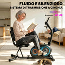 Cyclette Reclinata per Anziani 136x56x106 cm con Bluetooth Connettività App Ruote in Metallo Blu      