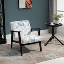 Poltrona Imbottita 68,5x78,5x75 cm in Legno e Cuscino Fantasia a Fiori 