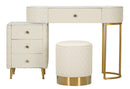 Toeletta Sharon Panna con Puff 120x40x75 cm in Pino e MDF e Metallo e Plastica      