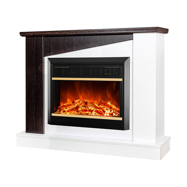 Camino Elettrico da Pavimento 90x115x27 cm Effetto Fiamma 1500W Gaspar & Mars Bianco/wenge online