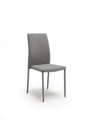 Set 4 Sedie Leda 42x52x96 cm in Tessuto Easy-Clean Gambe Rivestite in Tinta Grigio Scuro      
