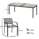 Set da Giardino con Tavolo da Pranzo Rettangolare e 8 Sedie Impilabili con Braccioli Grigio     