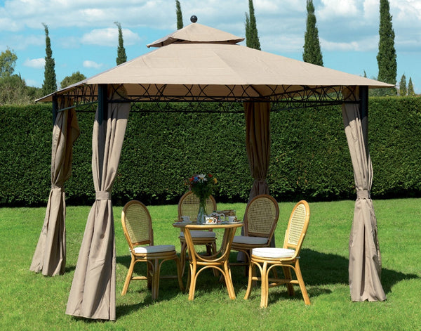 online Gazebo da Giardino in Acciaio 3x3m Teli in Poliestere Bauer Beige