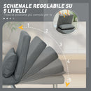 Poltrona Letto 3 in 1 con Schienale Reclinabile su 5 Livelli 73x78x81 cm in Tessuto Effetto Lino Grigio Scuro      