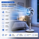 Ventilatore a Piantana Altezza 130 cm Base Tonda Anti Ribaltamento 65W e 6 Pale Bianco      