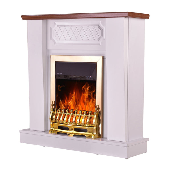 Camino Elettrico da Pavimento 101x100x30 cm Effetto Fiamma 2000W Asoli & Galileo gold Bianco/noce prezzo