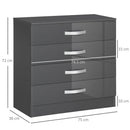 Cassettiera 4 Cassetti 75x36x72 cm in Truciolato Grigio