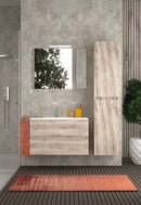 Mobile da Bagno Sospeso con Lavabo 70 cm e Specchio Urano Light Rovere Naturale      