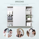Specchiera Bagno a Parete 80x19,8x64cm con Anta e Mensole Laterali Grigio