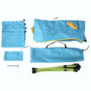 Tenda da Spiaggia Pop Up 220x173x120 cm con Porta a Cerniera in Poliestere e Fibra di Vetro Blu Chiaro e Giallo  