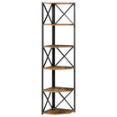 Libreria Angolare 5 Ripiani 39x39x175 cm in Metallo e Truciolare Marrone Rustico