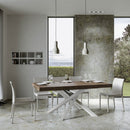 Tavolo Allungabile 160-420x90x77 cm Volantis Noce Telaio Bianco 