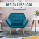 Poltrona Imbottita 79x69,5x72,5 cm in Tessuto  Petrolio