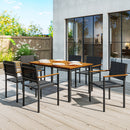 Set da Giardino 7 Pezzi con Tavolo da Pranzo e 6 Sedie Impilabili Teak     