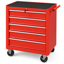 Carrello Portautensili 68x33x78 cm con 5 Cassetti per Utensili in Acciaio Rosso      